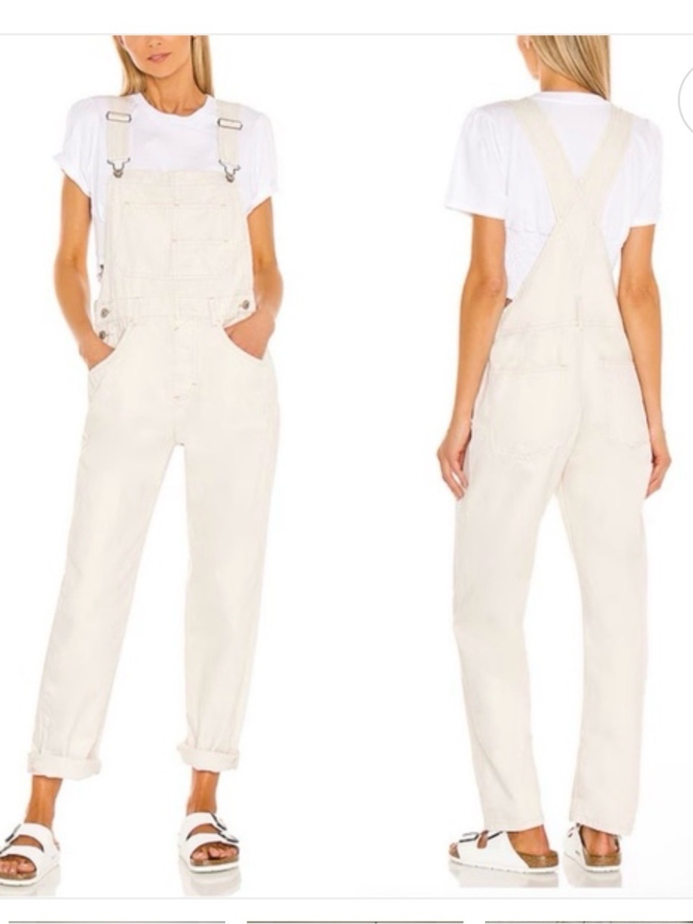 Free People Ziggy Cream Denim Overalls